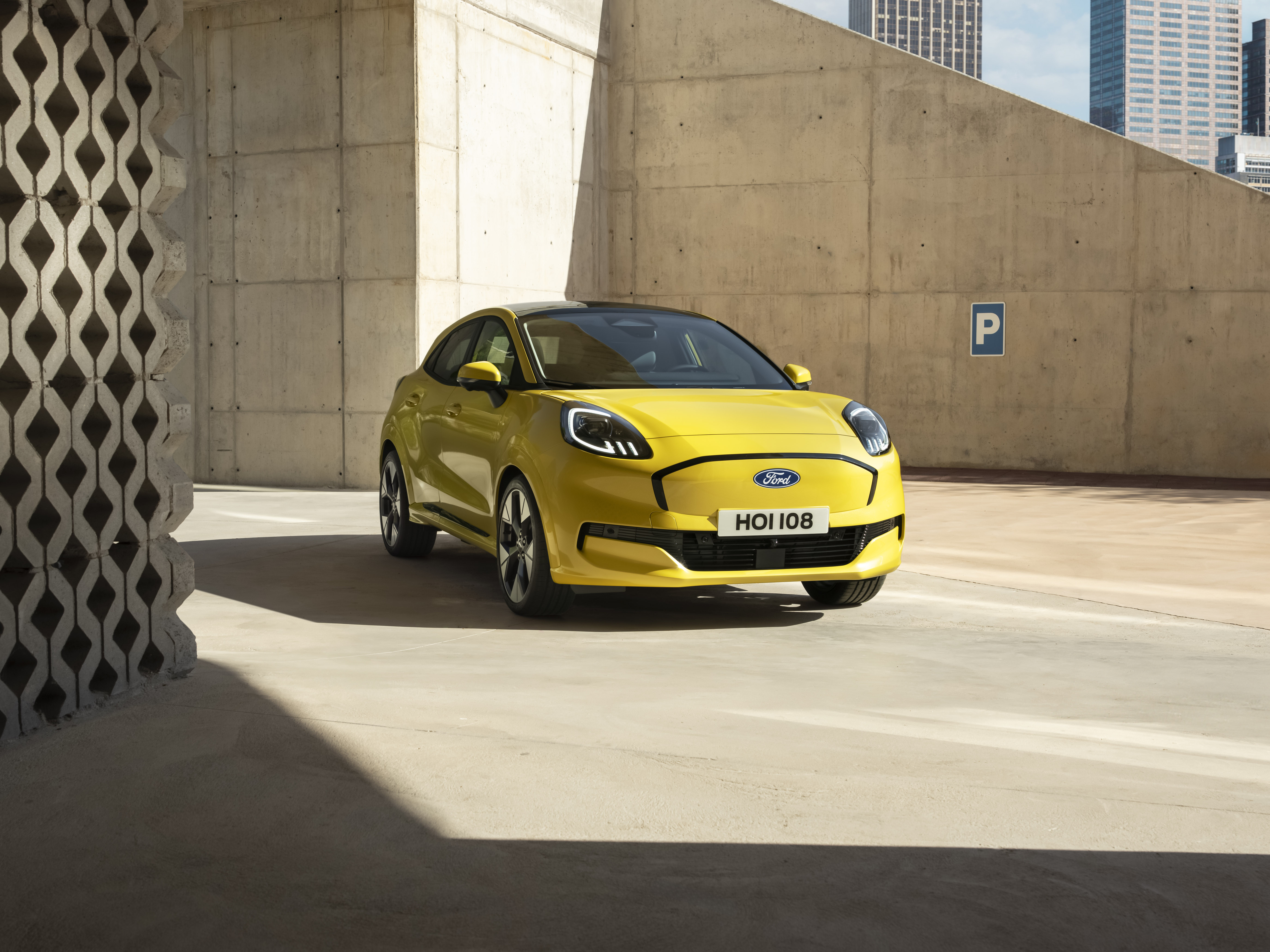 A yellow Ford Puma Gen-E.